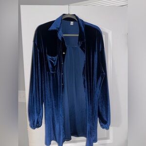 Oversized button up Blue Velvet Shirt